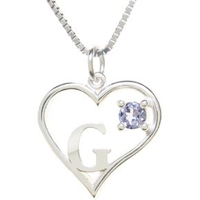 Sterling Silver Pendant Heart & Letter G