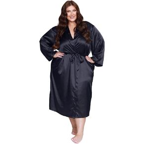 Women's Plus Size Long Robes Satin Silky Bathrobes Lightweight Kimono Cover Up Sleepwear Bridesmaid Party