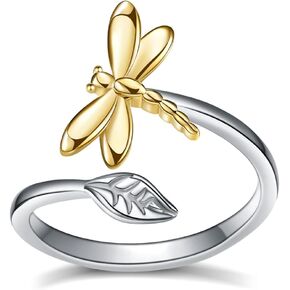 WINNICACA 925 Sterling Silver Rings for Women Bee Hummingbird Butterfly Ladybug Dragonfly Owl Open Rings for Teens Birthday