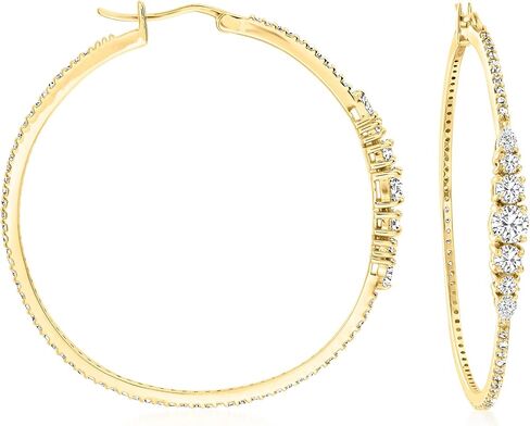 Ross-Simons 1.70 ct. t.w. CZ Hoop Earrings in 18kt Gold Over Sterling in Saudi Arabia