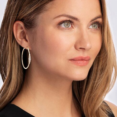 Ross-Simons 1.70 ct. t.w. CZ Hoop Earrings in 18kt Gold Over Sterling in Saudi Arabia