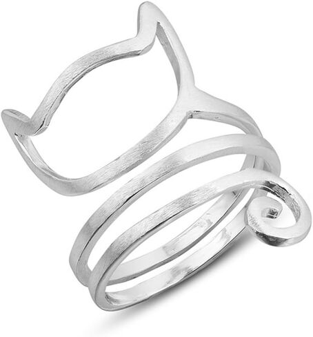 Helen de Lete Innovative Lovely Cat Kitty Sterling Silver Ring L Size in Kuwait