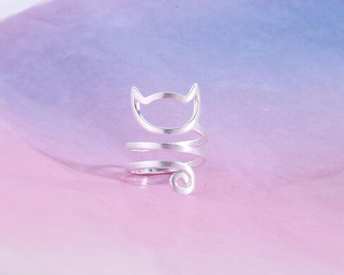 Helen de Lete Innovative Lovely Cat Kitty Sterling Silver Ring L Size in Kuwait