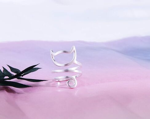 Helen de Lete Innovative Lovely Cat Kitty Sterling Silver Ring L Size in Kuwait