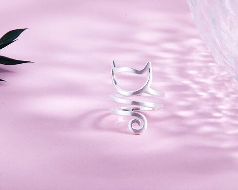 Helen de Lete Innovative Lovely Cat Kitty Sterling Silver Ring L Size in Kuwait