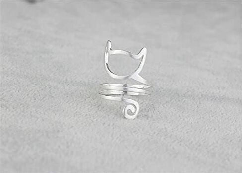 Helen de Lete Innovative Lovely Cat Kitty Sterling Silver Ring L Size in Kuwait