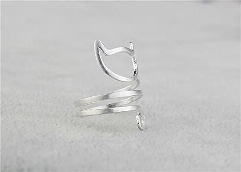 Helen de Lete Innovative Lovely Cat Kitty Sterling Silver Ring L Size in Kuwait