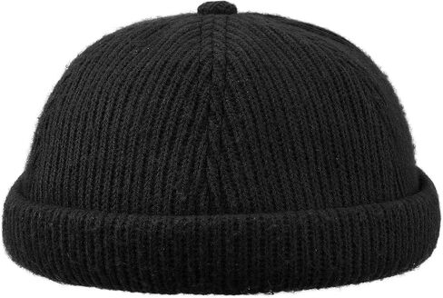 Clakllie Warm Brimless Hat Knitted Skull Cap Docker Hat Soft Beanie Worker Hat Rolled Cuff Sailor Fisherman Leon Hat in Saudi Arabia