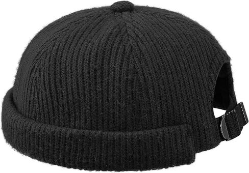 Clakllie Warm Brimless Hat Knitted Skull Cap Docker Hat Soft Beanie Worker Hat Rolled Cuff Sailor Fisherman Leon Hat in Saudi Arabia