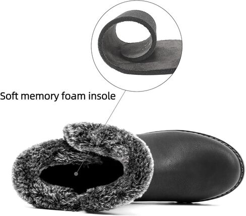 VJH confort Women's Mid Calf Boots, Slouchy Buckle Straps Side Zipper Comfy Low Heel Closed Toe Booties in Kuwait