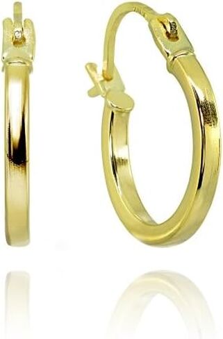 14K Gold High Polished 12mm Round Tiny Hoop Earrings For Men Women in Saudi Arabia