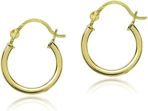 14K Gold High Polished 12mm Round Tiny Hoop Earrings For Men Women in Saudi Arabia