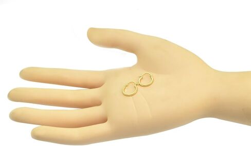 14K Gold High Polished 12mm Round Tiny Hoop Earrings For Men Women in Saudi Arabia