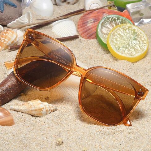 نظارات شمسية مستقطبة مربعة كبيرة الحجم من DUSHINE للنساء مع مسامير للحماية من الأشعة فوق البنفسجية in Kuwait