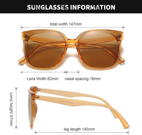 نظارات شمسية مستقطبة مربعة كبيرة الحجم من DUSHINE للنساء مع مسامير للحماية من الأشعة فوق البنفسجية in Kuwait