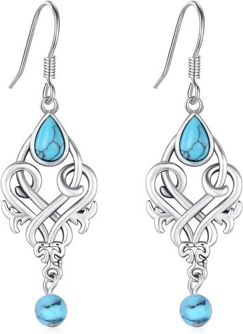 CRWENG Turquoise Earrings for Women 925 Sterling Silver Turquoise Earrings Western Teardrop Dangle Earrings Turquoise Jewelry Feminine Earrings Birthday Xmas Gifts for Girlfriend Wife Mom in Kuwait