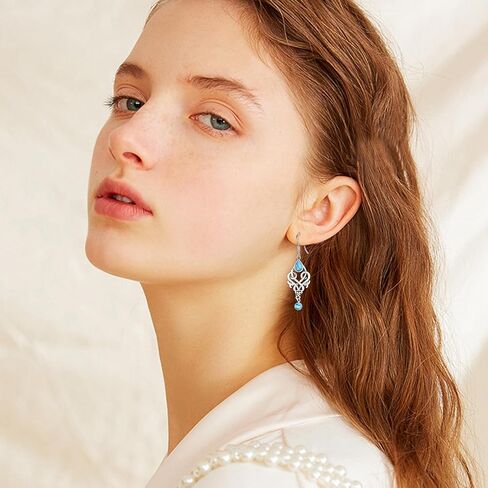 CRWENG Turquoise Earrings for Women 925 Sterling Silver Turquoise Earrings Western Teardrop Dangle Earrings Turquoise Jewelry Feminine Earrings Birthday Xmas Gifts for Girlfriend Wife Mom in Kuwait