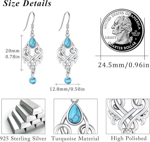 CRWENG Turquoise Earrings for Women 925 Sterling Silver Turquoise Earrings Western Teardrop Dangle Earrings Turquoise Jewelry Feminine Earrings Birthday Xmas Gifts for Girlfriend Wife Mom in Kuwait