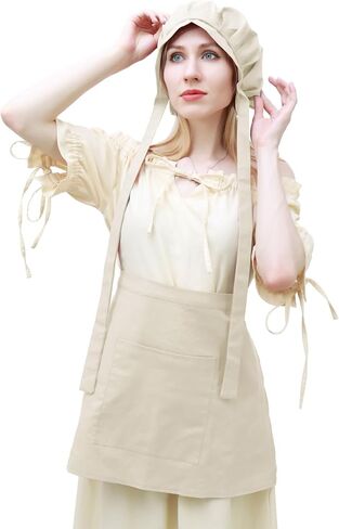 Medieval Half Apron with Pockets Linen Waist Aprons Vintage Maid Waiter Costume in Saudi Arabia