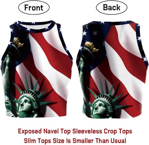 Women's American Flag Crop Top USA Patriotic 4th of July Soft Summer Sleeveless USA Flag Crop Tank Tops for Women in Saudi Arabia