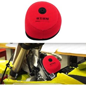 Dirt Bike Dual Foam Air Filter for SUZUKI RM125 2004-2008/RM250 2003-2012/RMZ250 2007-2018/RMZ450 2005-2017, Red, No. 13780-10H00