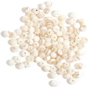 100PCS 4mm Natural White Mother of Pearl Shell Beads - Perfect for Bracelets, Crafts & Jewelry Making