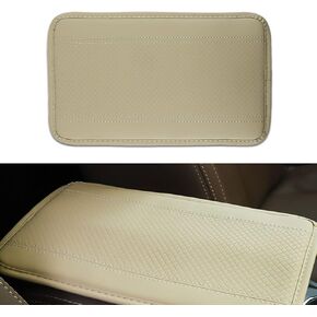1 PC Auto Center Console Cover Pad, Fiber Leather Embossing Waterproof Armrest Cover Universal Leather Cushion Pad Protector for Most Vehicle, SUV, Truck, Car (Beige #1)