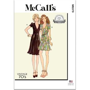 McCall's Vintage 1970's Misses' Knit Dress Sewing Pattern Packet, Design Code M8379, Sizes 6-8-10-12-14