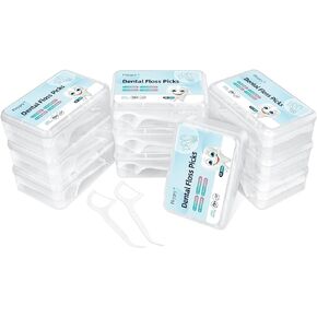Dental Floss Picks, 500 Pcs Mini Tooth Picks Flossers with 10 Portable Handy Cases and Durable Flossers for Adults Teeth Cleaning(Pack of 10)