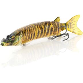 Savage Gear 3D Hard Pike Fishing Bait, 2 oz, Striped Pike, Realistic Contours, Colors & Movement, Durable Construction, Heavy-Duty Treble Hooks, Thru-Wired Design