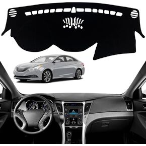 Dashboard Dash Board Cover Mat Pad Carpet Non-Slip Custom Compatible with Hyundai Sonata 2011 2012 2013 2014 Sonata 8 Protector Sunshield (Black Trim)