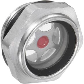 Air Compressor Oil Sight Glass, | M24x1.5mm Male Thread | Aluminum Hex Oil Liquid Level Indicator Glass Window - (Applications: for Gearbox Fittings), 1-Piece