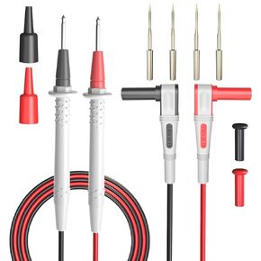 Goupchn Multimeter Test Leads Kit Double Silicone Soft Cable Wire Multimeter Probes Electrical Copper Test Probes Length 4.9ft/1.5m with Gold-Plated Precision Sharp Probes