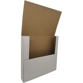 50 Pack 12.125x9.125x2'' Easy-Fold Corrugated Mailers, Height adjustable small shipping boxes for packaging mailing books, white (W1292E50)