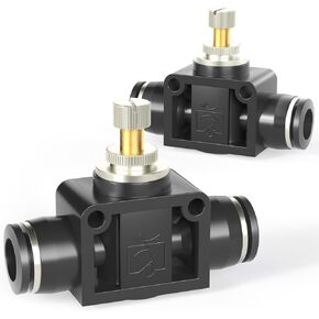 TAILONZ PNEUMATIC SCF-1/4 صمام التحكم في تدفق الهواء مع تركيب الدفع للتوصيل، وحدة تحكم في السرعة في الخط Union Straight - أنبوب 1/4 بوصة OD × 1/4 بوصة أنبوب OD (عبوة من 5) أسود