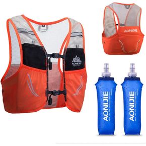 Lovtour Hydration Race Vest,2.5L Running Vest Lightweight Pack with 2 Soft Water Bottles Bladder for Marathoner Running Race Cycling Hiking Camping Biking (Orange(L-XL))