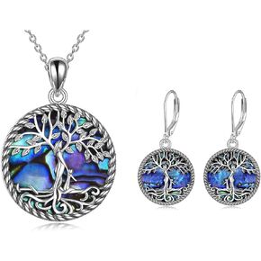 ONEFINITY Tree of Life Necklace Earrings Sterling Silver Mom Mother and Daughter Jewelry for Women Girls