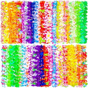 ADXCO 36 Pieces Hawaiian Leis Tropical Flower Necklace 36 Styles Hawaiian Leis Bulk Luau Leis for Tropical Hawaiian Party Luau Party Beach Party Favor Supplies
