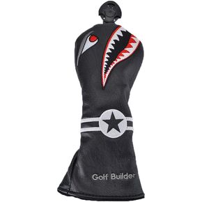 1PC Golf Club Hybrid Head Cover Shark Funny Cartoon Animal Pattern Synthetic Leather Headcover for Male/Female Golfers