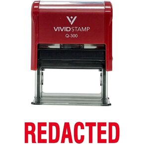 Redacted Self Inking Rubber Stamp (Red Ink) - Large