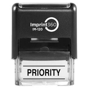 AS-IMP1140B - Priority w/Upper and Lower Bars, Blue Ink, Heavy Duty Commerical Self-Inking Rubber Stamp, 9/16" x 1-1/2" Impression