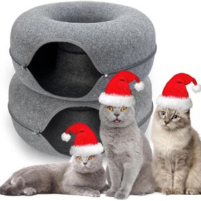 Cat Donut Tunnel, Cat House for Pet Cat Cave Bed, Detachable Round Felt & Washable Interior Cat Cave