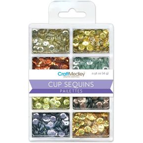 Multicraft Imports Craft Medley(TM) Creative Essentials Cup Sequins 7mm 0.56oz-Dazzling Metallics, Multicolor
