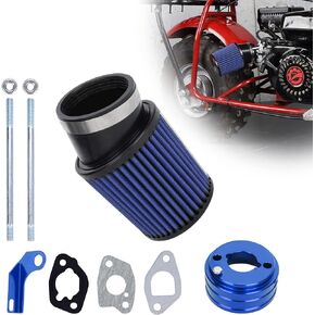 Air Filter Adapter CNC Intake Pipe Spark Plug Kit for 6.5 HP GX160 GX200 Predator 212cc Engine 196cc ct200 Doodle Bug Baja MB165 MB200 Warrior 200 Mini Bike Trailmaster Mid XRX Go Kart Blue