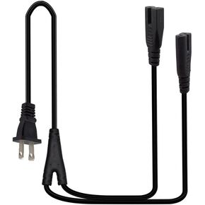 (6FT/1.8M) Polarized 2 Prong 90 Degree Angled 18AWG NEMA 1-15P to Dual IEC320 C7 Splitter Cable,US 2 Outlet Male to Double Figure 8 Female 1 in 2 Out AC Power Cord (Elbow)