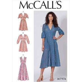 McCall's Patterns McCall's Women's Buttoned Dress, Sizes 6-14 Sewing Pattern, various, White