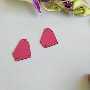 50pcs Rectangle Rose Red Sew on Acrylic Mirror,Acrylic Sew on Rhinestones Flat Back Sew-on Stone,DIY Pink Sew On Acrylic Mirror Pieces (Rose Red, Rectangle 10x35MM)