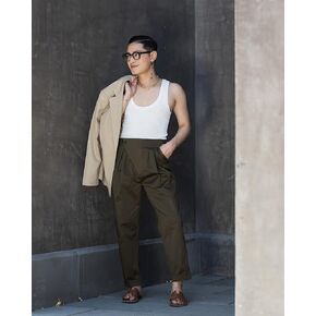 The Drop All Gender Military Olive Tapered Pleated Pants by @arvinolano