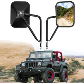 Door Off Mirrors Compatible for Jeep Wrangler JK TJ CJ YJ JL & Unlimited Mirrors Doors Off for Safe Doors Off Driving,Wider View Quicker Install Anti-Shake Door Hinge Side Mirrors (2 Pack)