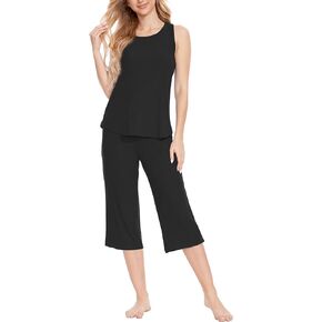 GYS Womens Capri Pajama Sets - Viscose Made from Bamboo, Comfy Tank Top and Capri Pants Lounge Set Pj Sleepwear